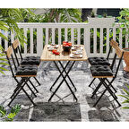 4 Kişilik Minderli Bistro Takım Bahçe Masa Sandalye Çam 1430