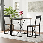 Mutfak Masası 2 Kişilik Balkon Masa Takımı Füme 1491