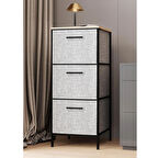 3 Çekmeceli Çok Amaçlı Dolap Büyük Boy Komodin Sehpa Gri 1618