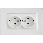 RİTA BEYAZ İKİLİ TOPRAKLI PRİZ ÇERÇEVELİ