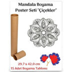  Mandala Poster Tablosu Çiçekler 15 Adet (30 cm x42 cm)  Adres Oluştur 