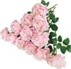 Yapay Çiçek Pembe Gül 12 Adet Tek Dal 50cm