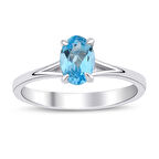 Blue Topaz Oval Tektaş Yüzük