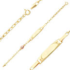 Damla Pembe Mineli Çocuk Künye Bileklik