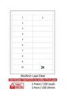 BK-2020 Ebat 95 x 26 mm Lazer Etiket  A4 Sayfada 20 Etiket