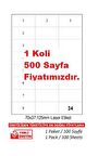 A1-2037 500 A4 Sayfa Lazer Etiket 70 x 37.125 mm   A4 Sayfada 24 Etiket 