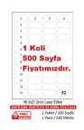 A1-2052 500 A4 Sayfa Lazer Etiket 46 x 21 mm Lazer Etiket A4 Sayfada 52 Etiket