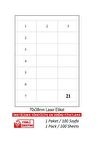 A1-2121 100 A4 Sayfa Lazer Etiket 70 x 38 mm 1 A4 Sayfada 21 Etiket