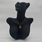 Özel Seri E Harfi Taş Detaylı Gold Kolye - Gold