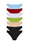 Kadın Çok Renkli Likralı Esnek Yumuşak Dokulu 6 LI Slip Külot