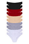 Kadın Çok Renkli Likralı Esnek Yumuşak Dokulu 10 Lu Slip Külot 