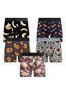 Erkek 5'li Desenli Renkli Pamuklu Premium Hijyenik Paket Boxer