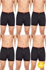 Erkek Rahat ve Konforlu Havlu Bel Pamuklu Düğmeli Boxer 6'lı Paket