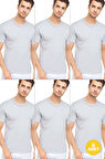 Erkek Slim Fit Sıfır Yaka Fanila T-Shirt 6'lı Paket