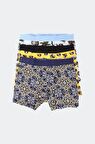 Erkek 3'lü Desenli Renkli Pamuklu Premium Paket Boxer