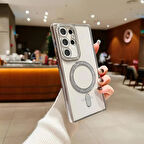 Samsung A16 5G Uyumlu Şeffaf Taşlı MagSafe Özellikli Kılıf