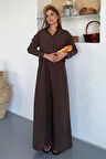 Ciela Kadın Askılı Bolero Maxi Kahverengi Elbise Takım – Yazlık Modal Rahatlık ve Zarif Şıklık