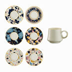 Sandro Moreno 1453 Potpuri Double Yüzük Gold 12 Parça 6 Kişilik Kahve Fincan Takımı 120 ml