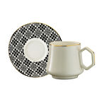 Sandro Moreno 1453 Pastel Double Geometrik Gold 12 Parça 6 Kişilik Kahve Fincan Takımı 120 ml