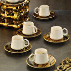 Sandro Moreno 1453 Kariye Double Geometrik Gold 12 Parça 6 Kişilik Kahve Fincan Takımı 120 ml