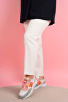 Kadın Dar Kalıp Havuç Pantolon Bel Lastikli Pantolon Beyaz