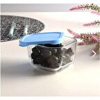 Paşabahçe 53223 Küçük Boy Kare Saklama Kabı Mavi Kapaklı 12 Adet