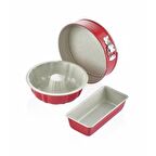 Falez Mix 3 Lü Kek Kalıbı Seti Kırmızı