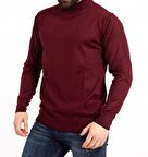 Erkek Bordo İnce Yünlü Yarım Boğazlı Triko Baba Kazak