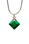 HediyeMarketim Malakit Doğal Taşı Zincirli El Yapımı Kolye Uç: 1,5 cm Zincir: 20 cm Kutulu