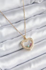 HediyeMarketim  Çelik Gold Renk Zirkon Taş Detay Kalp Fanus Model Kadın Kolye