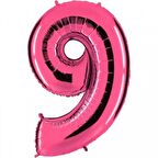 9 Rakam Pembe Folyo Balon 40 inç 100 cm