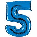 5 Rakam Mavi Folyo Balon 40 inç 100 cm