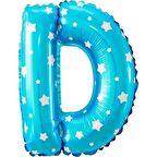 D Harf Mavi Folyo Balon 16 inç 40 cm