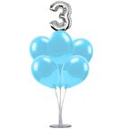 7 li Balon Demeti 3 Gümüş Mavi Balon