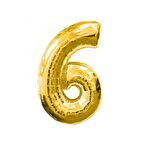 6 Rakam Altın Folyo Balon 40 inc 100 cm