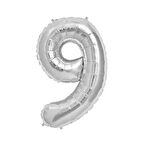 9 Rakam Gümüş Folyo Balon 40 inc 100 cm