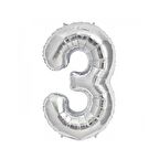 3 Rakam Gümüş Folyo Balon 40 inc 100 cm