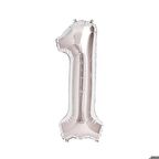 1 Rakam Gümüş Folyo Balon 40 inc 100 cm
