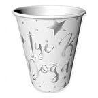 Gümüş Yaldızlı İyi ki Doğdun Baskılı Beyaz Karton Bardak