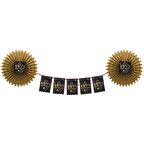 Yelpaze Süs Seti Happy Bırtday Altın