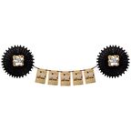 Yelpaze Süs Seti Happy Bırtday Siyah