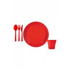 Kırmızı Plastik Sofra Seti 25 Kişilik