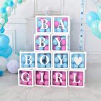 Şeffaf Kutu Baby Gırl Boy Yazılı Harf Beyaz 30 Mavi 30 Pembe Balon Hediyeli
