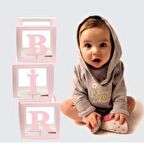 Şeffaf Kutu Bir Yazılı Harf Pembe 25 cm