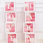 Şeffaf Kutu Love Baby Yazılı Harf Beyaz 25 cm Balon Hediyeli