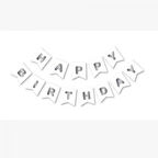 Happy Bırthday Yazı Beyaz/ Gümüş Banner