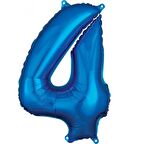 4 Rakam Mavi Folyo Balon 34 inç 80 cm