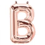 B Harfi Rose Gold Folyo Balon 34 inç 80 cm