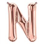 N Harf Rose Gold Folyo Balon 40 inc 100 cm