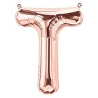 T Harf Rose Gold Folyo Balon 40 inc 100 cm